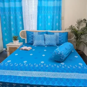 Twill Cotton Luxury Hand Block King Size Bedsheet
