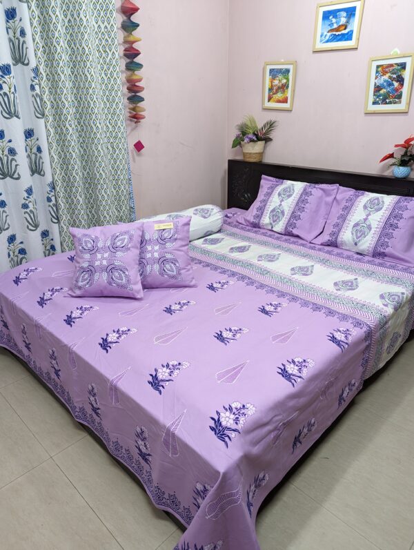 A casually elegant soft twill cotton hand block bedsheet, featuring a gorgeous design that enhances the décor of any home. Its softness promises relaxation for a restful sleep experience.