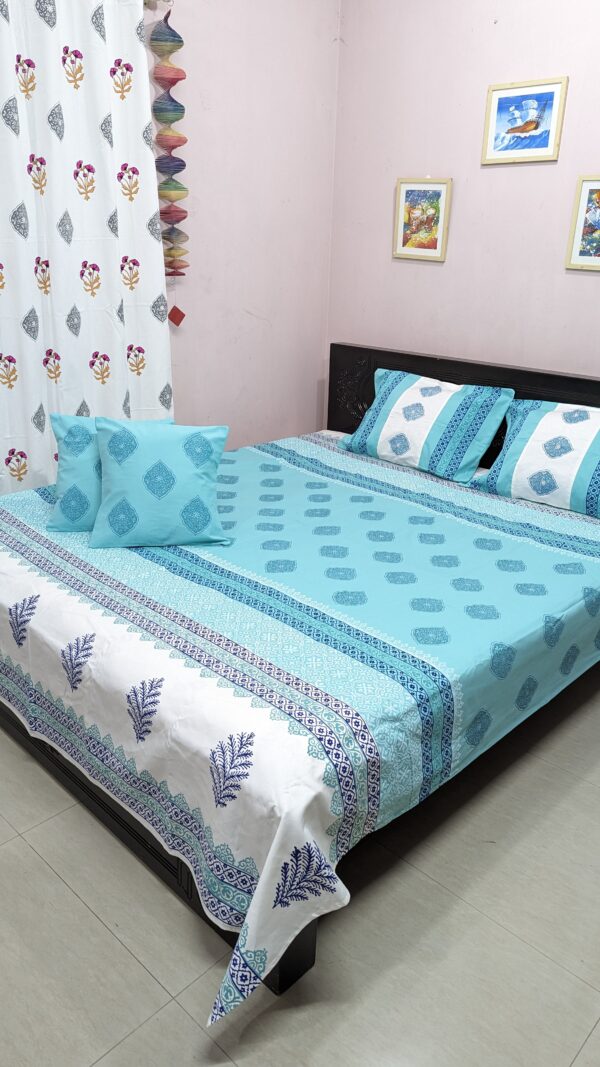 A casually elegant soft twill cotton hand block bedsheet, featuring a gorgeous design that enhances the décor of any home. Its softness promises relaxation for a restful sleep experience