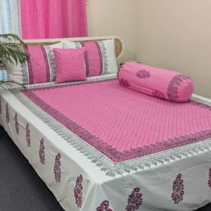 Twill Cotton Luxury Hand Block King Size Bedsheet