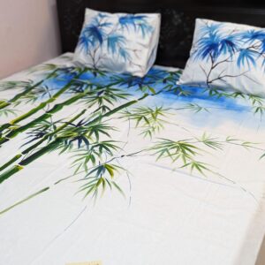 Bamboo Twill Cotton Hand Paint King Size Bedsheet