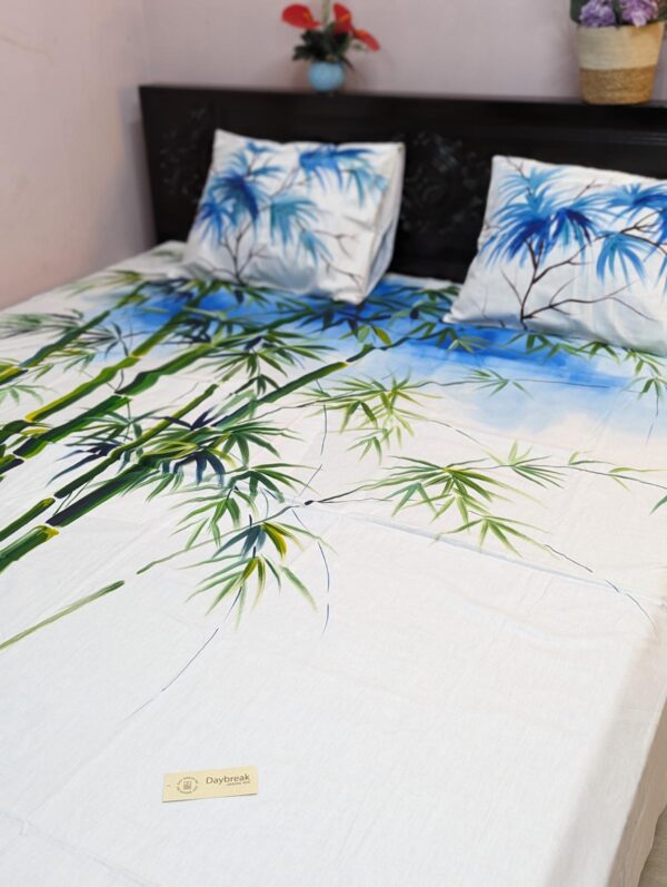 Bamboo Twill Cotton Hand Paint King Size Bedsheet