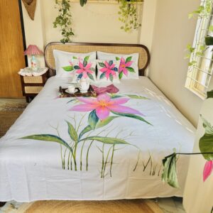Blossom Twill Cotton Premium Hand Paint King Size Bedsheet