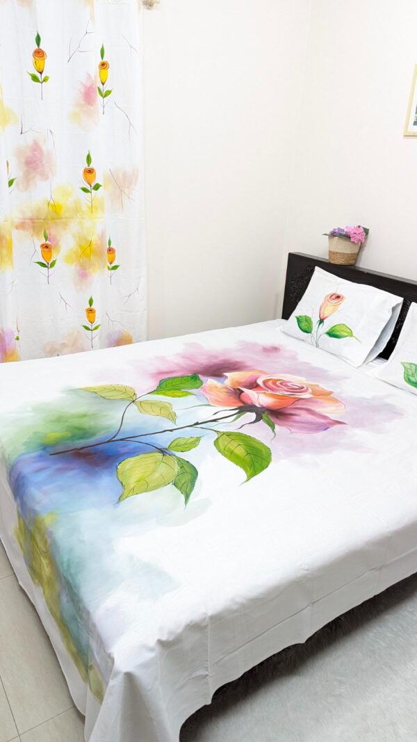 Rose Twill Cotton Hand Paint Bedsheet. bring a vibe like rose garden in home