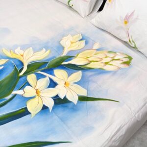 Rosemary Twill Cottn Hand Paint King Size Bedsheet bring a room like a hand painted room