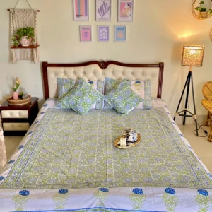 Twill Cotton Luxury Hand Block King Size Bedsheet