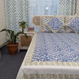 Twill Cotton Luxury Hand Block King Size Bedsheet