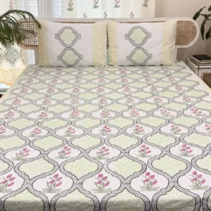 Soft Twill Cotton Premium Hand Block King Size Bedsheet