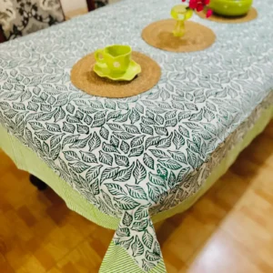 Green leaf Hand block Table Cloth