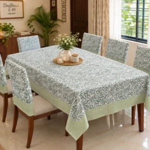 Green leaf Hand block Table Cloth | DT0038
