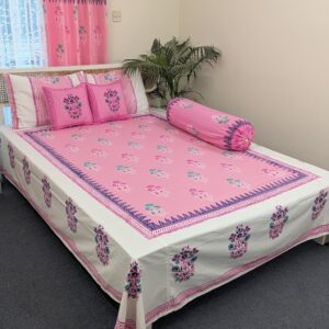 Twill Cotton Luxury Hand Block King Size Bed sheet