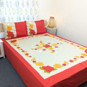 Premium Applique Bedsheet King Size (106x88) – Handcrafted Pure Cotton with Pillow Covers | Daybreak