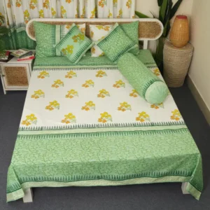 Premium Twill Cotton Premium Hand Block King Size Bedsheet