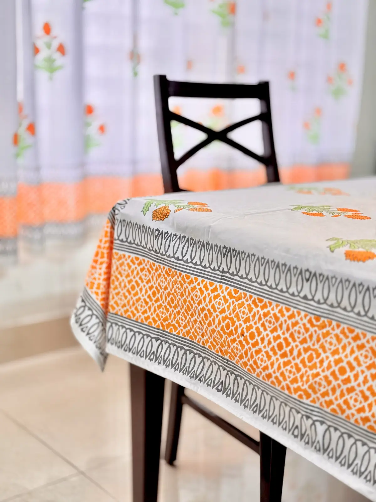 6 seater Handblock Dining Table Cover (5)