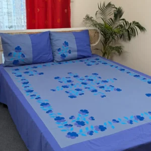 Premium Applique Bedsheet King Size (106x88) – Handcrafted Pure Cotton with Pillow Covers | Daybreak