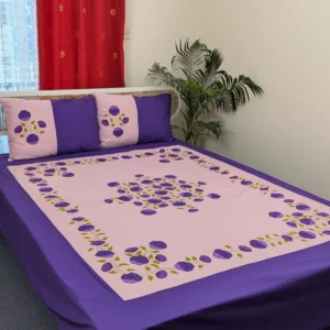 Premium Applique Bedsheet King Size (106x88) – Handcrafted Pure Cotton with Pillow Covers | Daybreak