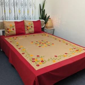Premium Applique Bedsheet King Size (106x88) – Handcrafted Pure Cotton with Pillow Covers | Daybreak