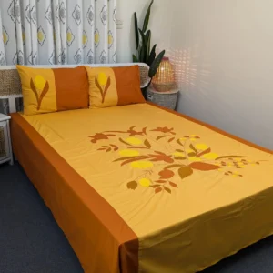 Premium Applique Bedsheet King Size (106x88) – Handcrafted Pure Cotton with Pillow Covers | Daybreak