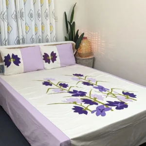 Premium Applique Bedsheet King Size (106x88) – Handcrafted Pure Cotton with Pillow Covers | Daybreak