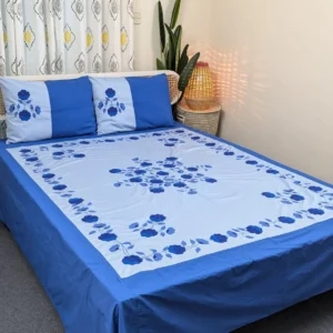 Premium Applique Bedsheet King Size (106x88) – Handcrafted Pure Cotton with Pillow Covers | Daybreak