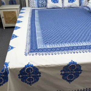 Soft Twill Cotton Hand Block King Size Bedsheet