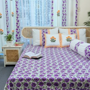 Soft Twill Cotton Hand Block King Size Bedsheet