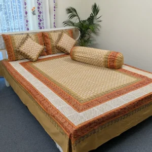 Soft Twill Cotton Hand Block King Size Bedsheet