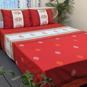 Premium Twill Cotton Premium Hand Block King Size Bedsheet