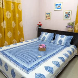 Soft Twill Cotton Hand Block King Size Bedsheet