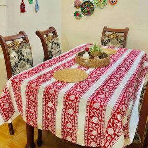 Premium Hand block Print Table Cloth 6 Seater