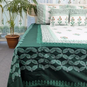 Soft Twill Cotton Hand Block King Size Bedsheet