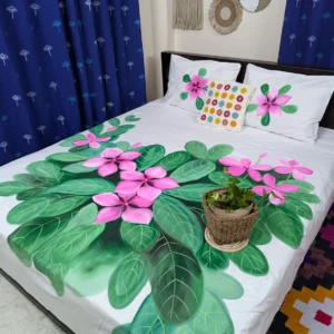 Floral Twill Cotton Premium Hand Paint King Size Bedsheet