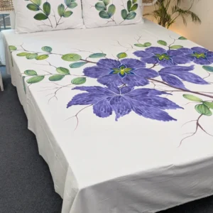 Luxury Premium Twill Cotton Hand Paint King Size Bedsheet