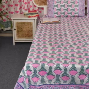 Exclusive Twill Cotton Premium Hand Block King Size Bedsheet