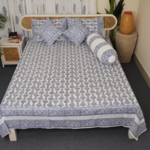 Exclusive Twill Cotton Premium Hand Block King Size Bedsheet