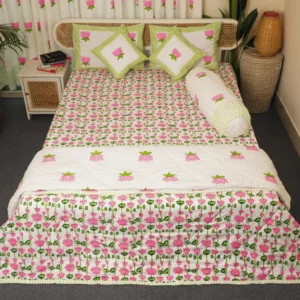 Luxury Hand Block King Size Bedroom Set with Ac Quilt