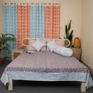 Exclusive Twill Cotton Premium Hand Block King Size Bedsheet