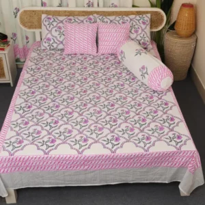 Soft Twill Cotton Premium Hand Block King Size Bedsheet