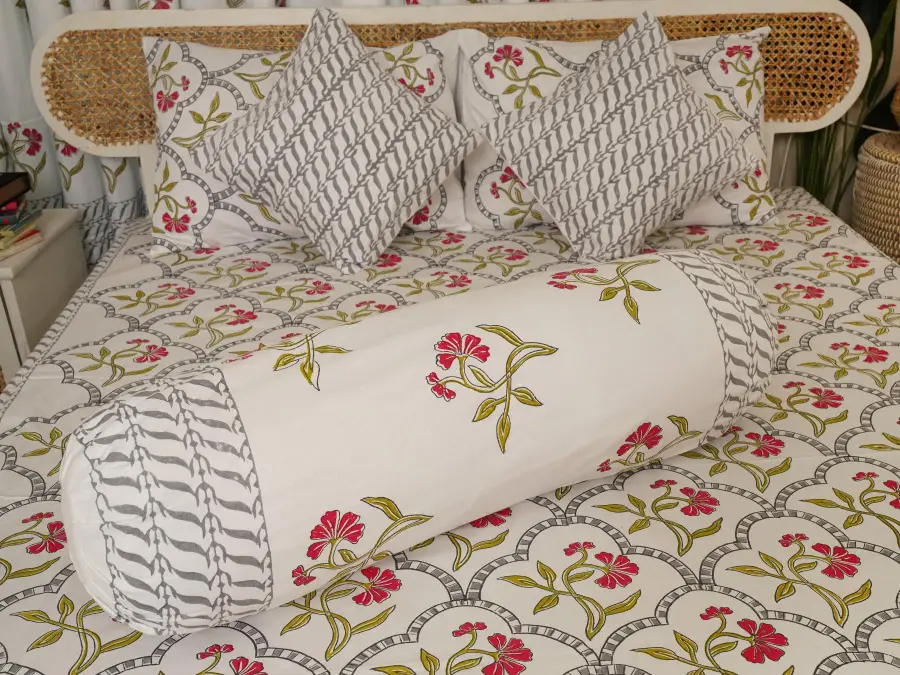 hand block print comboset bedsheet curtain side pillow cushion cover purple managenta 7 (3)