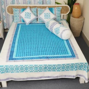 Premium Twill Cotton Premium Hand Block King Size Bedsheet