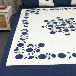 Premium Applique Bedsheet King Size (106x88) – Handcrafted Pure Cotton with Pillow Covers | Daybreak