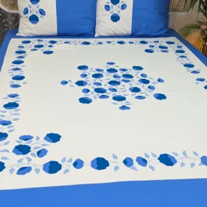 Premium Applique Bedsheet King Size (106x88) – Handcrafted Pure Cotton with Pillow Covers | Daybreak