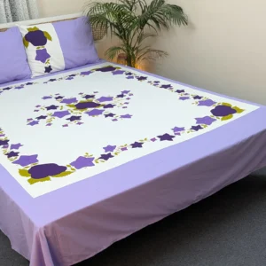 Premium Applique Bedsheet King Size (106x88) – Handcrafted Pure Cotton with Pillow Covers | Daybreak