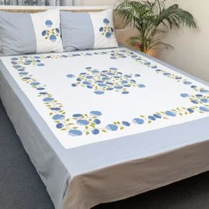 Premium Applique Bedsheet King Size (106x88) – Handcrafted Pure Cotton with Pillow Covers | Daybreak