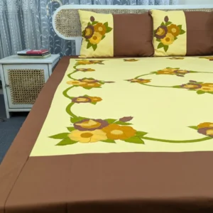Premium Applique Bedsheet King Size (106x88) – Handcrafted Pure Cotton with Pillow Covers | Daybreak