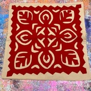 Hand Appliqué Cushion Cover 16x16 – Premium Cotton, Color Guaranteed
