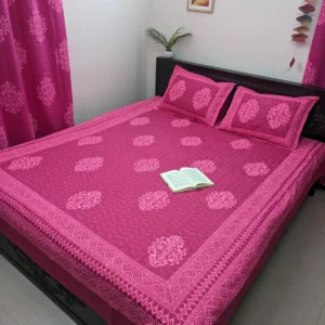 Premium Twill Cotton Premium Hand Block King Size Bedsheet