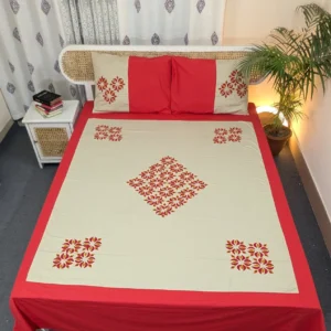 Appliqué Handmade King Size Cotton Bedsheet – Premium Artisan Craft