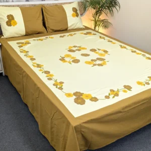 King Size Handmade Appliqué Cotton Bedsheet – Elegant Artisan Design