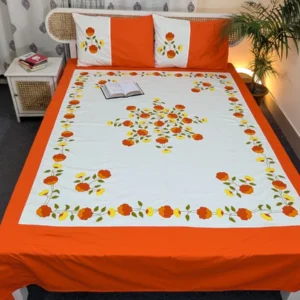 Appliqué Handmade King Size Cotton Bedsheet – Premium Artisan Craft